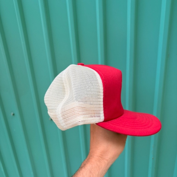 Vintage LEE Jeans Trucker hat snapback mesh red cap - Picture 3 of 7